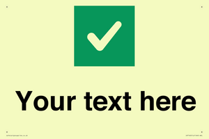 Custom plain background, green square with tick sign